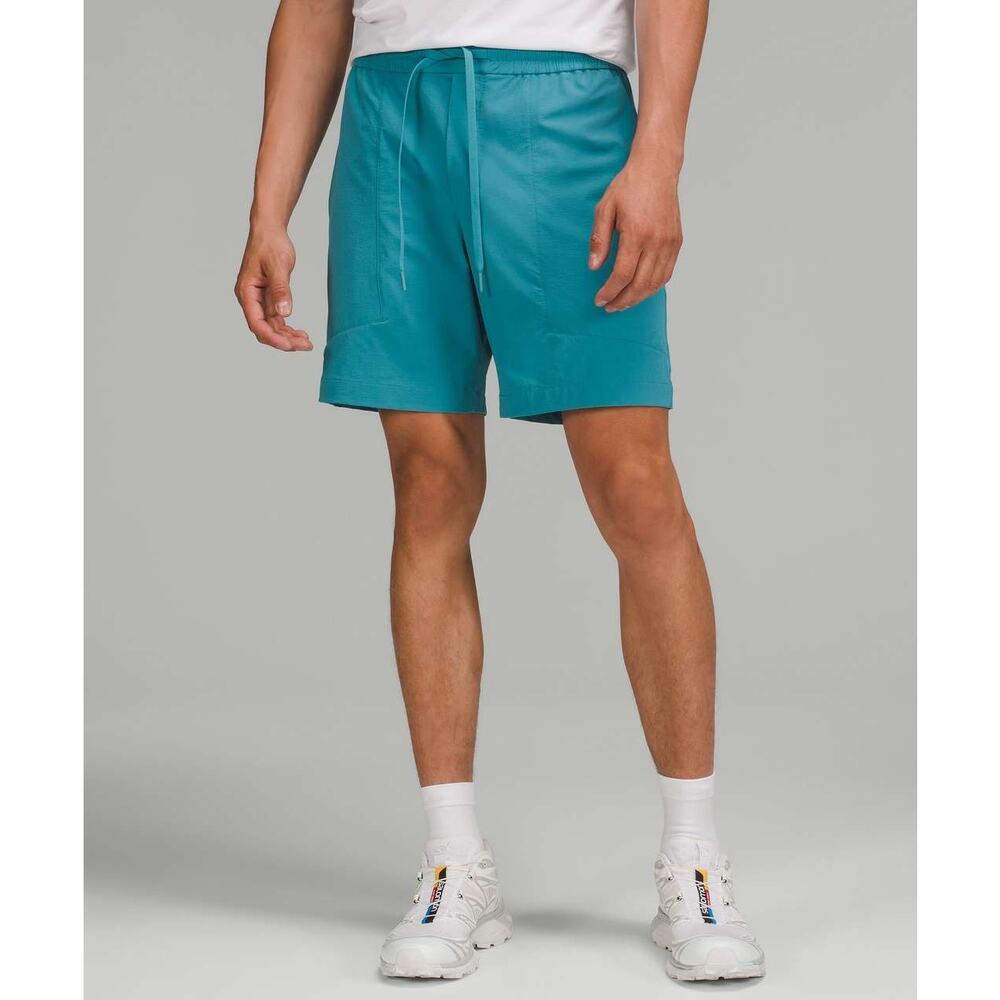 Lululemon Bowline 8” Stretch Ripstop Shorts Men’s L Teal Blue Crest Athletic - Picture 2 of 9